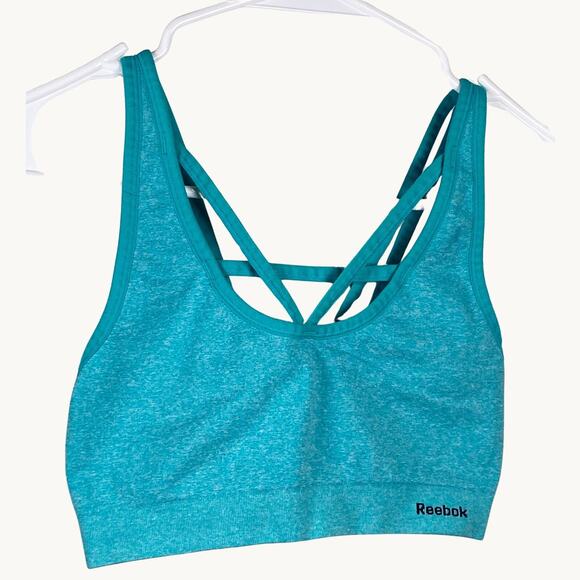 Reebok Sports Athletic Bra Women's Size Small NO PADS Teal Blue - Picture 1 of 3